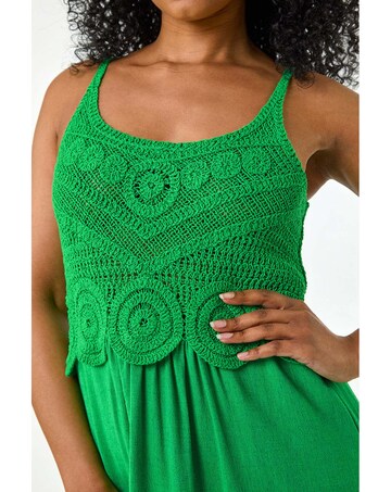 Roman Petite Crochet Contrast Midi Dress