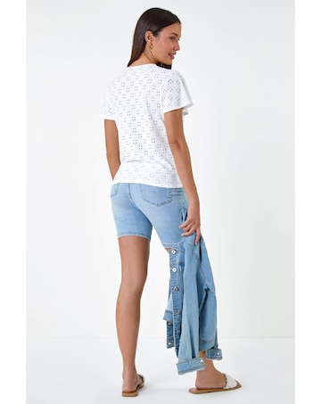 Roman Broderie Stretch Jersey Top