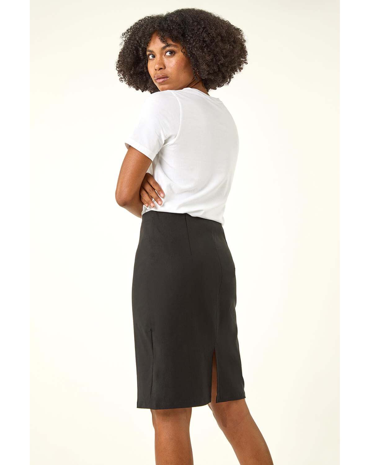 Roman Pull On Stretch Waist Pencil Skirt