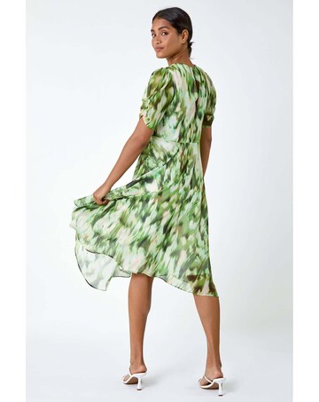 Roman Abstract Chiffon Hanky Hem Dress