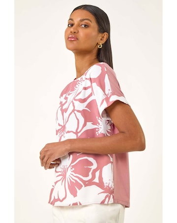 Roman Floral Print Jersey Back Top