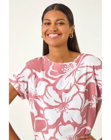 Roman Floral Print Jersey Back Top