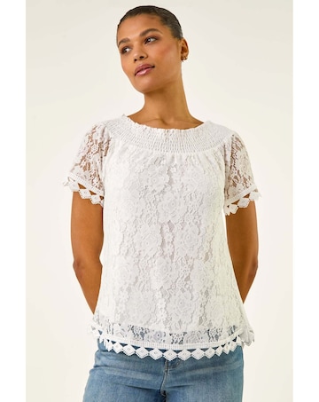 Roman Lace Detail Bardot Top