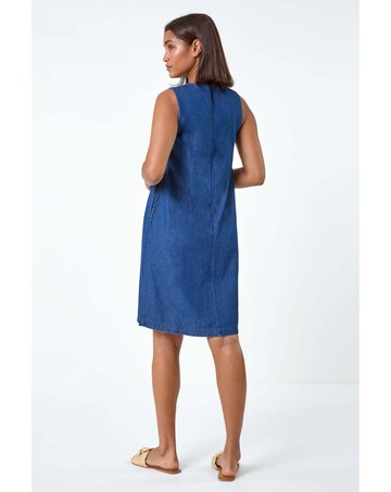 Roman Denim Pintuck Detail Pocket Dress