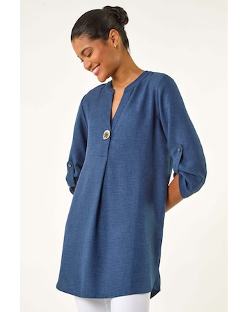 Roman Horn Button Detail Longline Top