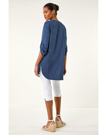 Roman Horn Button Detail Longline Top