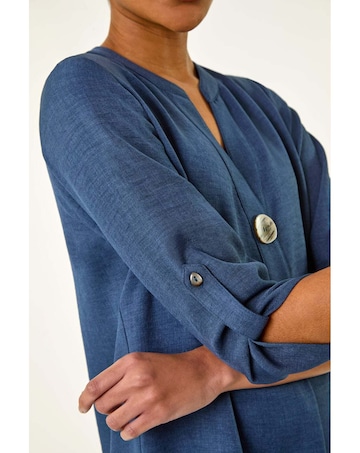 Roman Horn Button Detail Longline Top