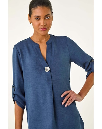 Roman Horn Button Detail Longline Top