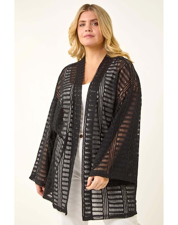 Roman Curve Open Knit Cardigan