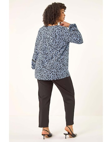 Roman Curve Animal Print Studded Top