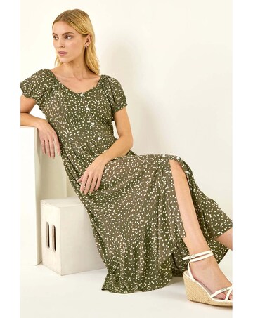 Roman Spotty Heart Button Midi Dress