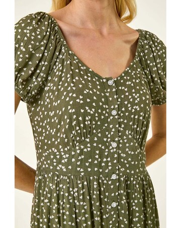 Roman Spotty Heart Button Midi Dress