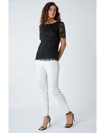 Roman Floral Stretch Lace Top