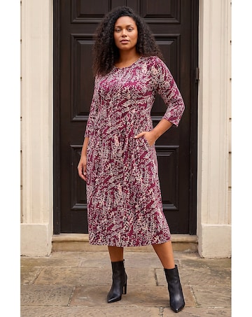 Roman Curve Spot Stretch Midi Dress