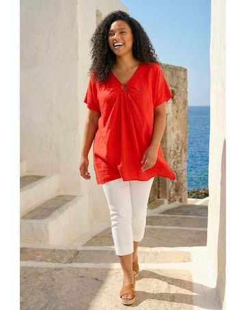 Roman Curve Ring Front Oversized Top