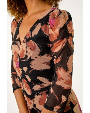 Roman Ruched Floral Frill Dress