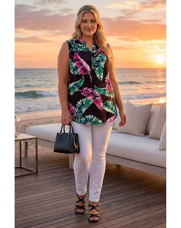 Roman Curve Leaf Puff Stretch Shirt