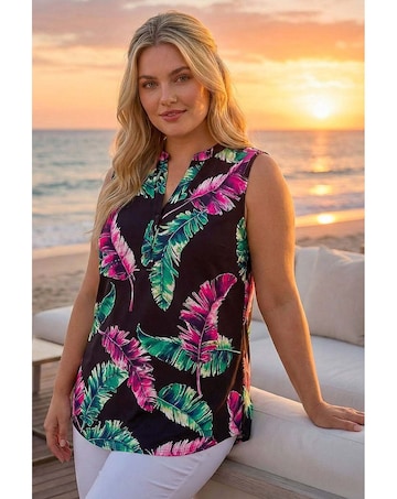 Roman Curve Leaf Puff Stretch Shirt