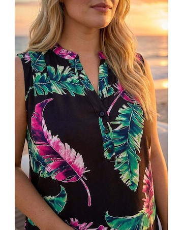 Roman Curve Leaf Puff Stretch Shirt