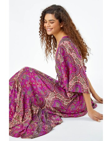 Roman Paisley Print Boho Maxi Dress