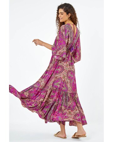 Roman Paisley Print Boho Maxi Dress