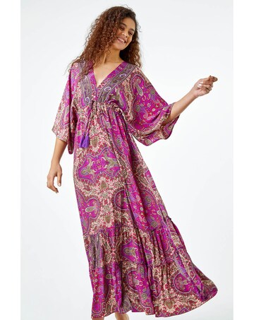 Roman Paisley Print Boho Maxi Dress