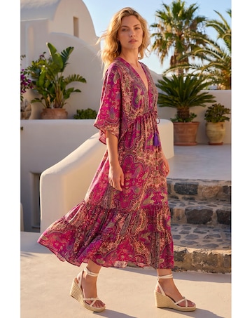 Roman Paisley Print Boho Maxi Dress