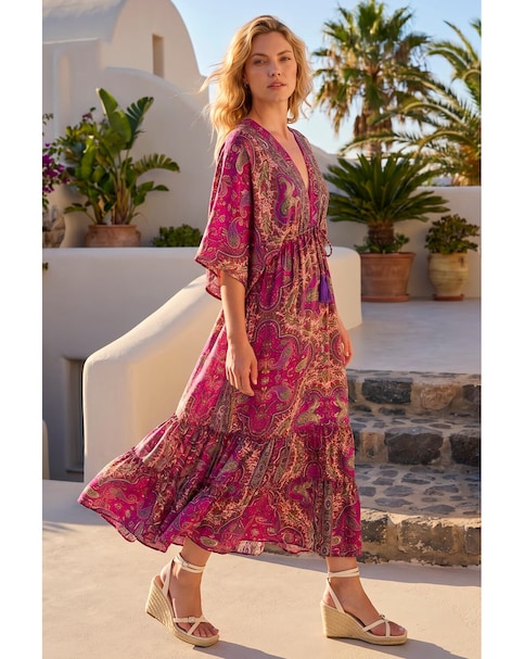 Roman Paisley Print Boho Maxi Dress