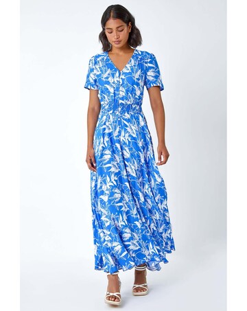 Roman Floral Print Button Maxi Dress