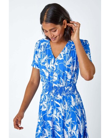 Roman Floral Print Button Maxi Dress