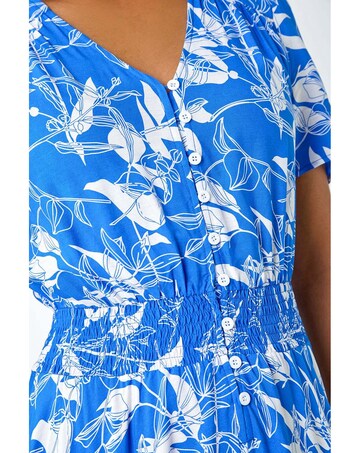 Roman Floral Print Button Maxi Dress