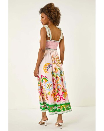 Roman Abstract Print Strappy Midi Dress