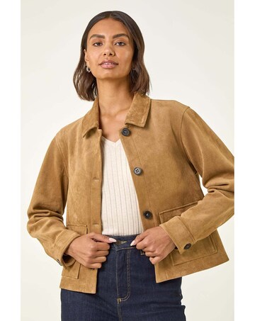 Roman Faux Suede Pocket Jacket