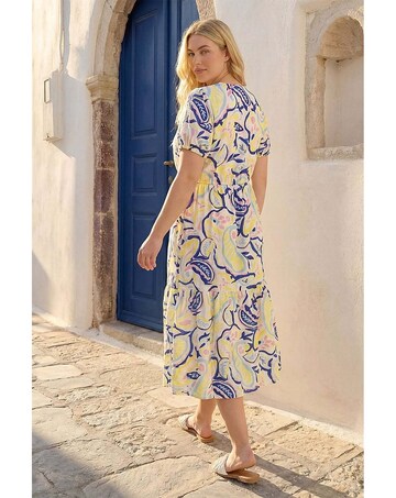 Roman Curve Abstract Print Button Dress