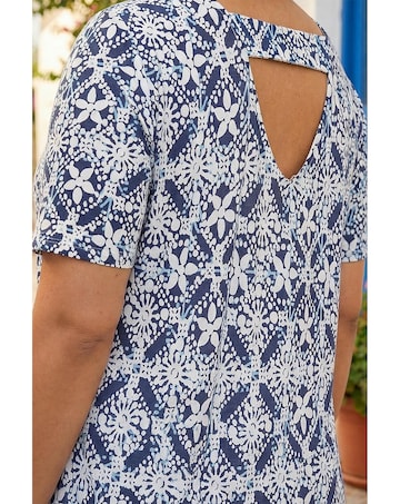 Roman Curve Geo Stretch Jersey Tunic Top