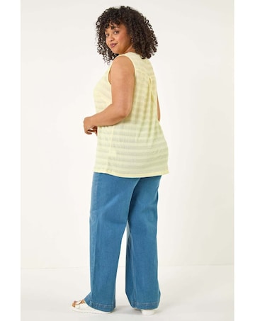 Roman Curve Stripe Textured Vest Top
