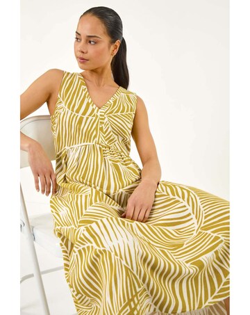 Roman Petite Abstract Leaf Midi Dress