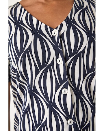 Roman Petite Geo Print Stretch Blouse