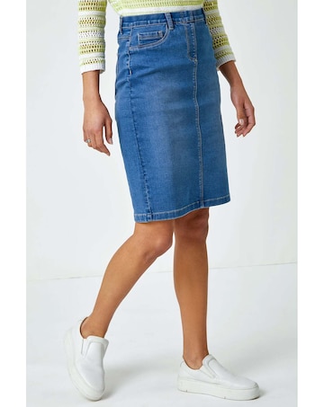 Roman Cotton Denim Stretch Skirt