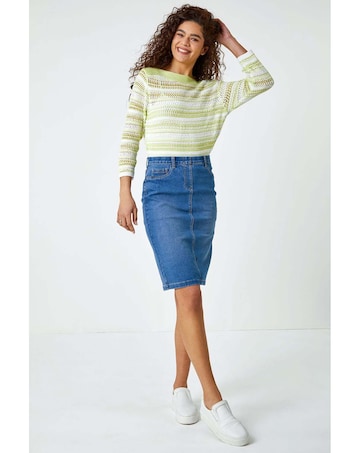 Roman Cotton Denim Stretch Skirt