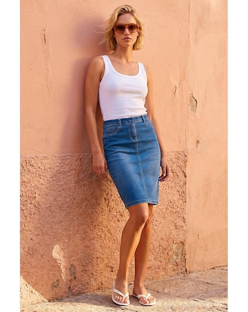 Roman Cotton Denim Stretch Skirt