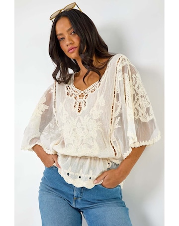 Roman Dusk Butterfly Lace Blouse