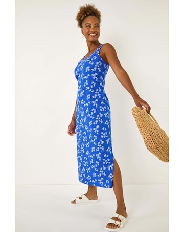 Roman Dandelion Print Midi Dress