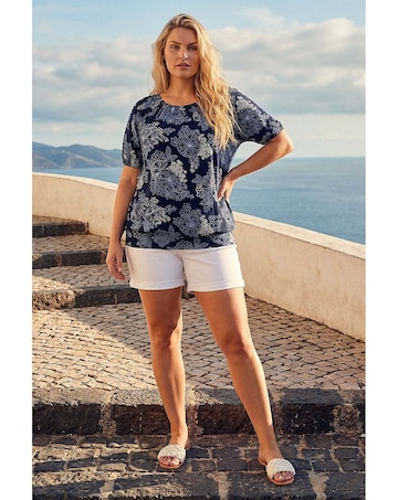 Roman Curve Floral Bardot Top