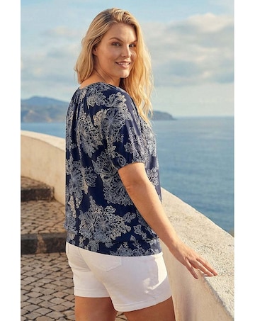 Roman Curve Floral Bardot Top