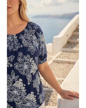 Roman Curve Floral Bardot Top