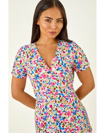Roman Petite Floral Frill Wrap Dress