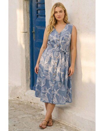 Roman Curve Shell Print Shirt Dress