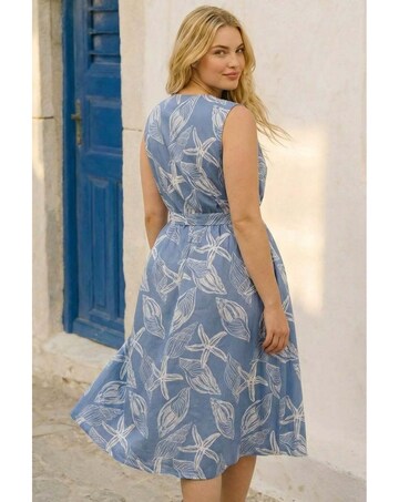 Roman Curve Shell Print Shirt Dress