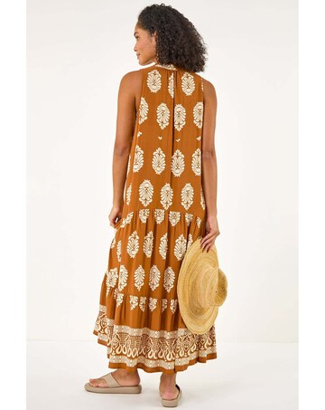 Roman Border Print Smock Maxi Dress